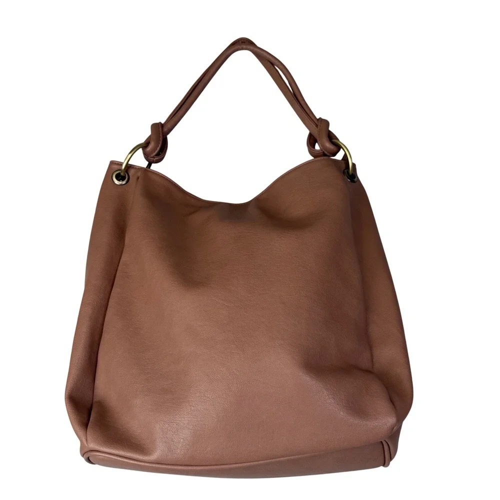 Antik Kraft Vegan Leather Hobo Bag Brown Ring Handle Slouchy Boho Shoulder Tote